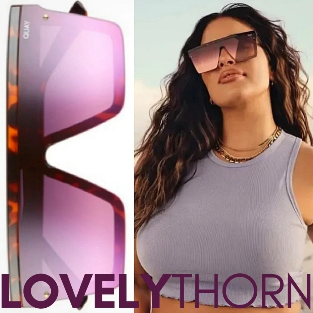 QUAY // ltd ed ashley graham collab tortoise frame black pink mirrored shields - Picture 11 of 16
